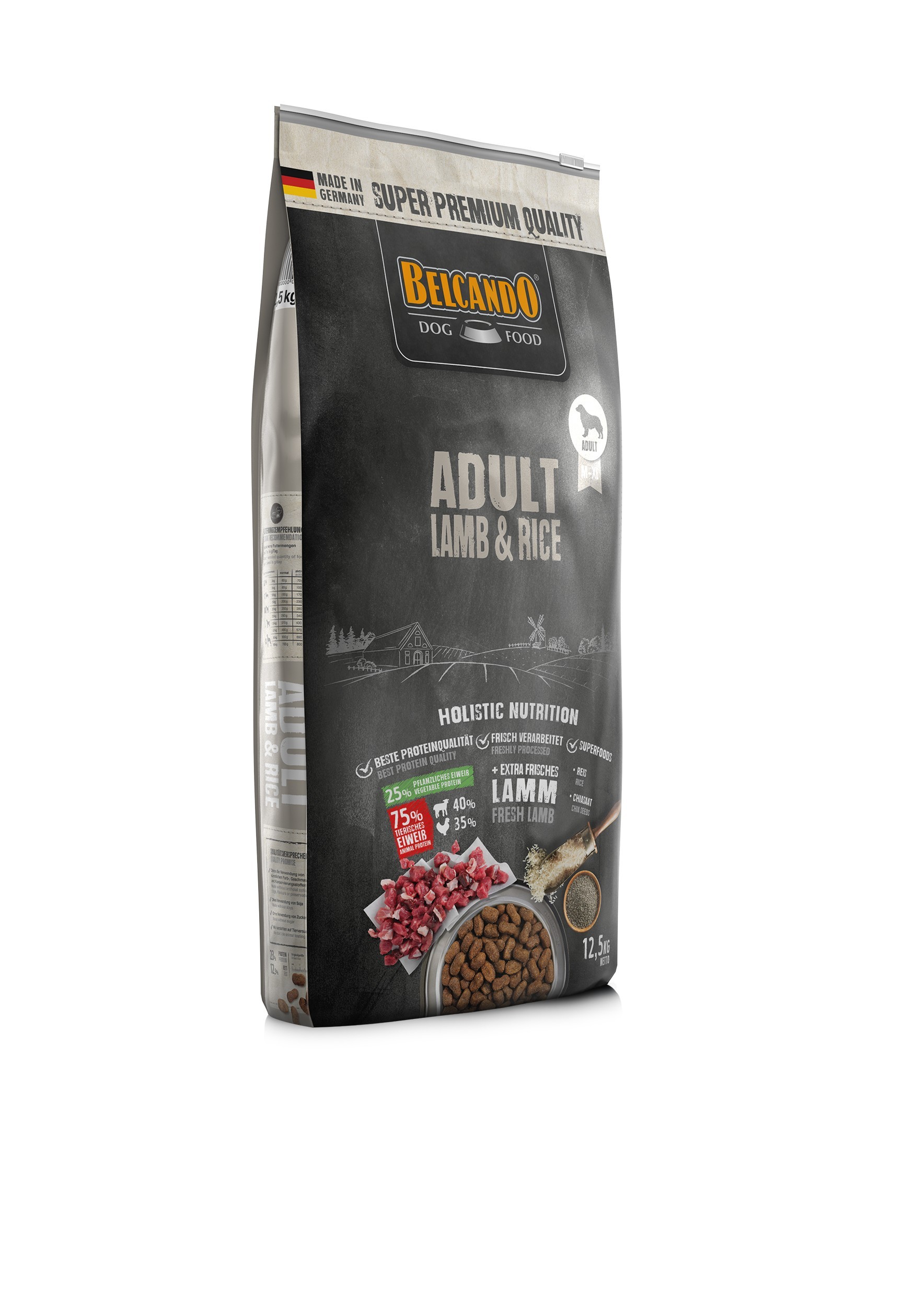 BELCANDO ADULT LAMB & RICE για ενήλικους σκύλους με ευαισθησίες, με φρέσκο κρέας αρνιού 12,5kg